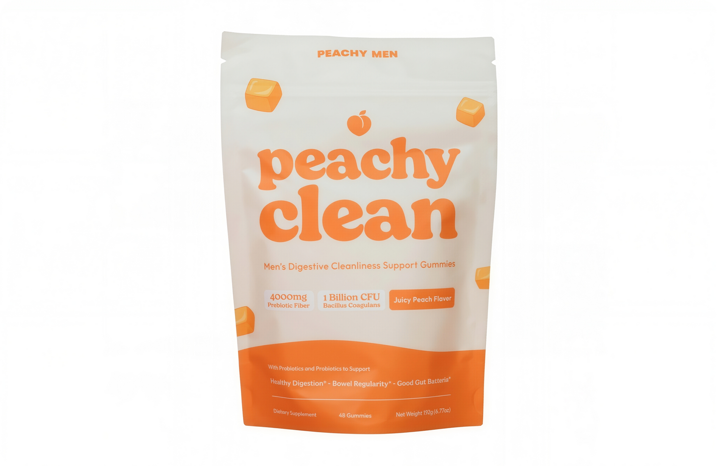 Peachy Clean Sugar-Free Pre+Probiotic Fiber Gummies 48 Count