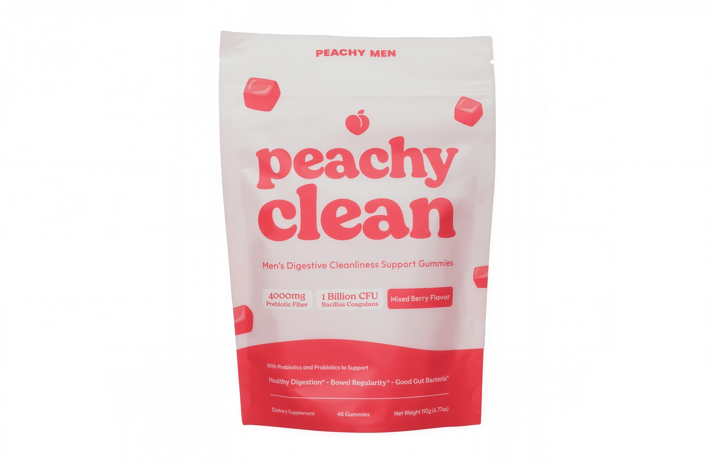 Peachy Clean Sugar-Free Pre+Probiotic Fiber Gummies 48 Count